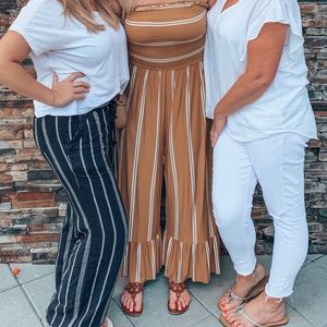 ORANGE & WHITE STRIPED JUMPSUIT